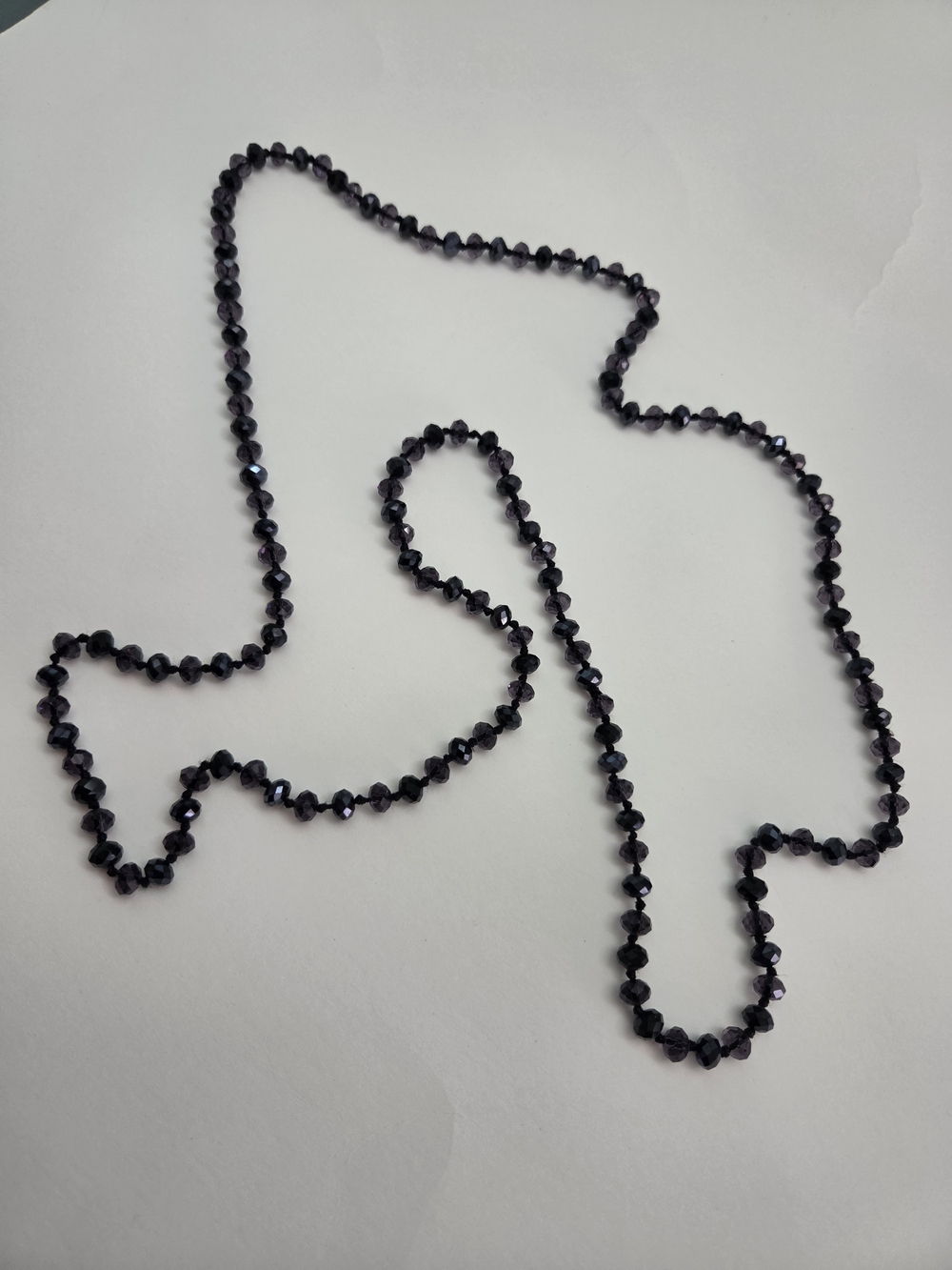 Black And Purple Faceted Bead Long Necklace